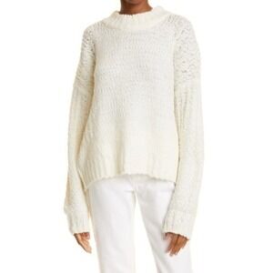 Joie Firmona Ivory Boucle Wool Blend Oversized Pullover Sweater Size M NWT